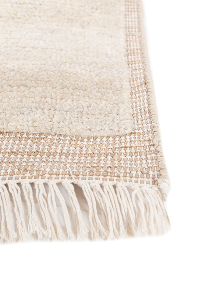 blythe ivory afghan wool hand knotted Rug - Corner