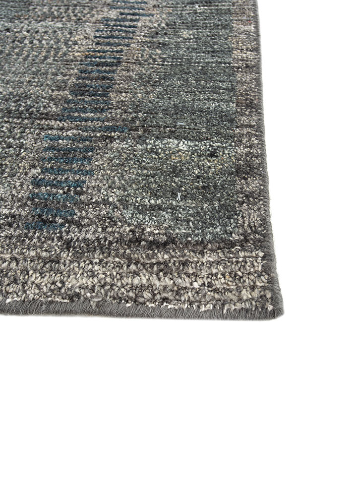 manifest blue afghan wool hand knotted Rug - Corner