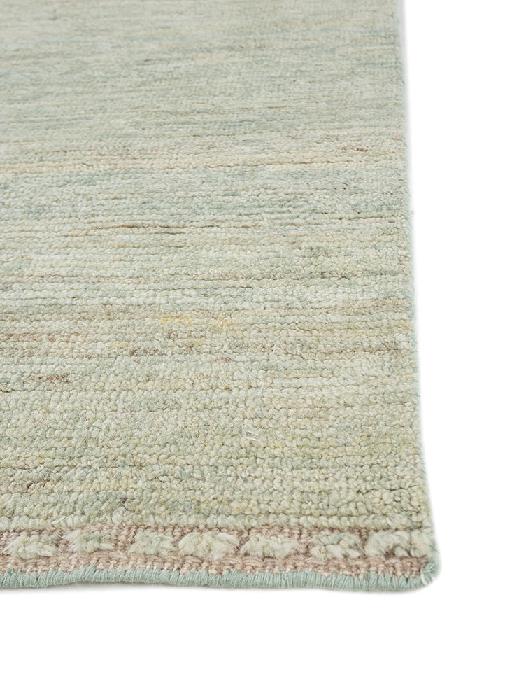 blythe green afghan wool hand knotted Rug - Corner