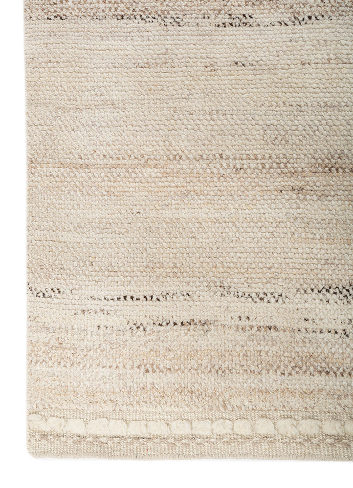 aprezo beige and brown afghan wool hand knotted Rug - Corner