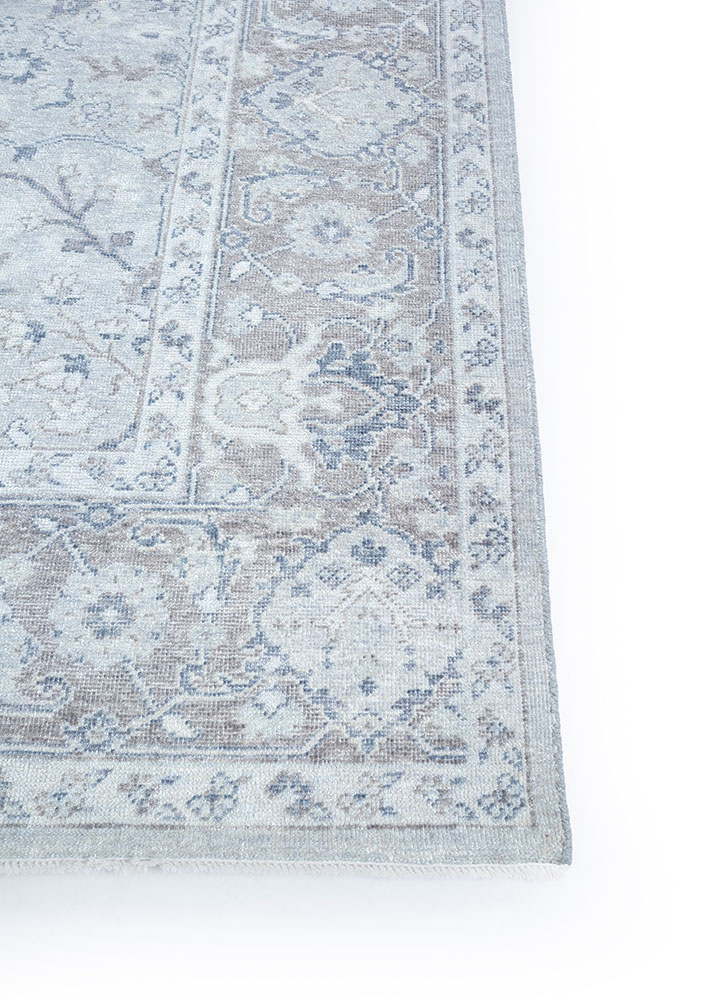erbe grey and black wool hand knotted Rug - Corner