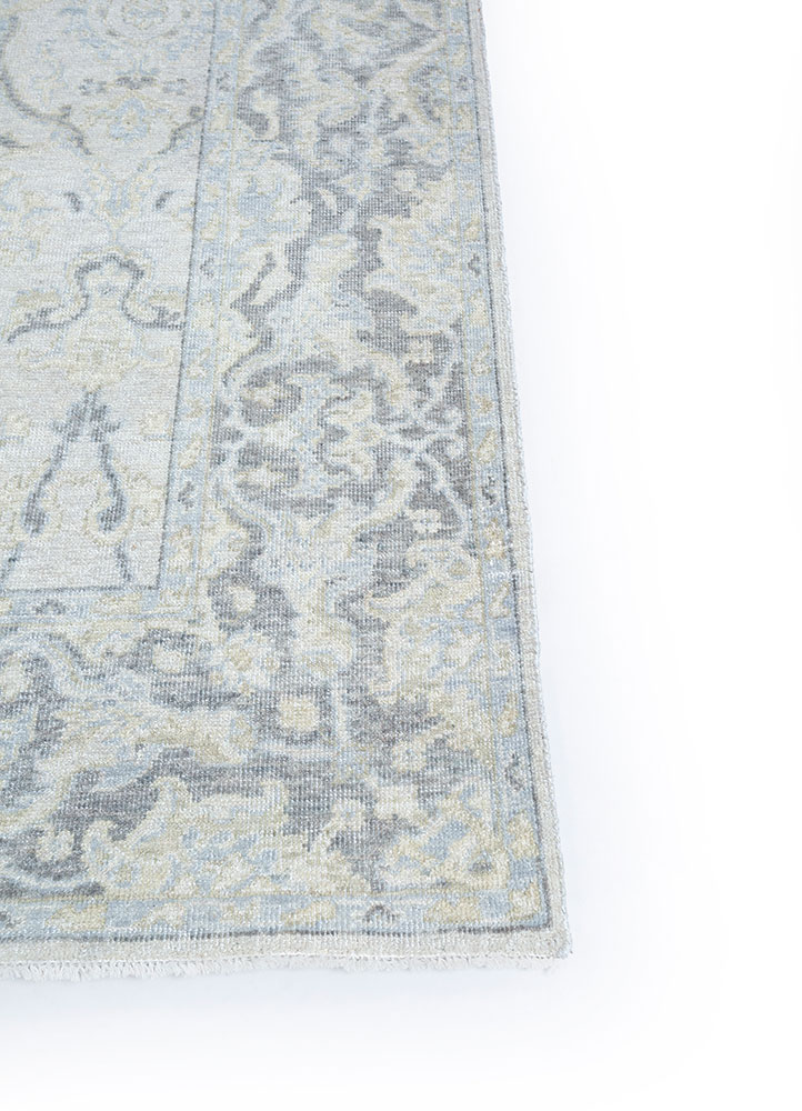 erbe grey and black wool hand knotted Rug - Corner