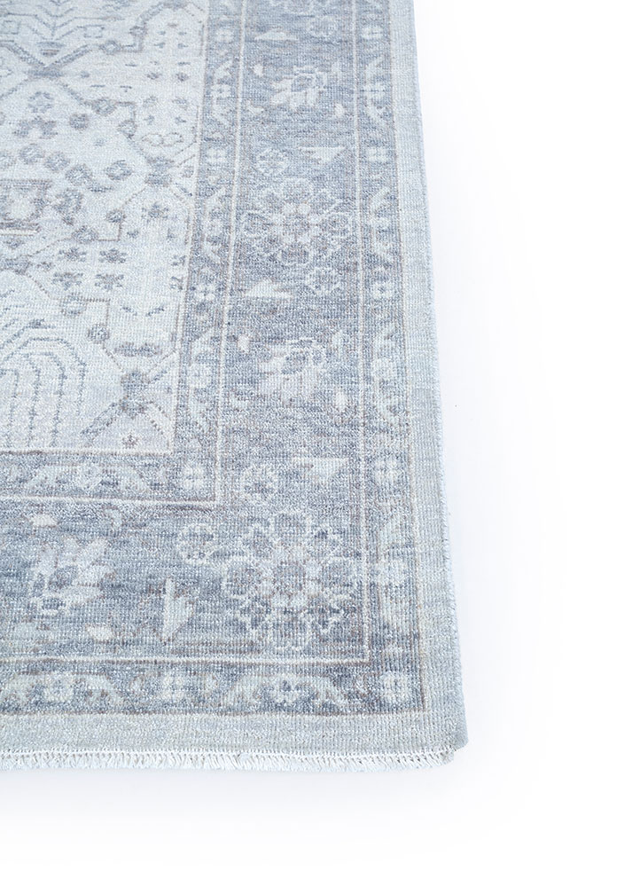 erbe grey and black wool hand knotted Rug - Corner