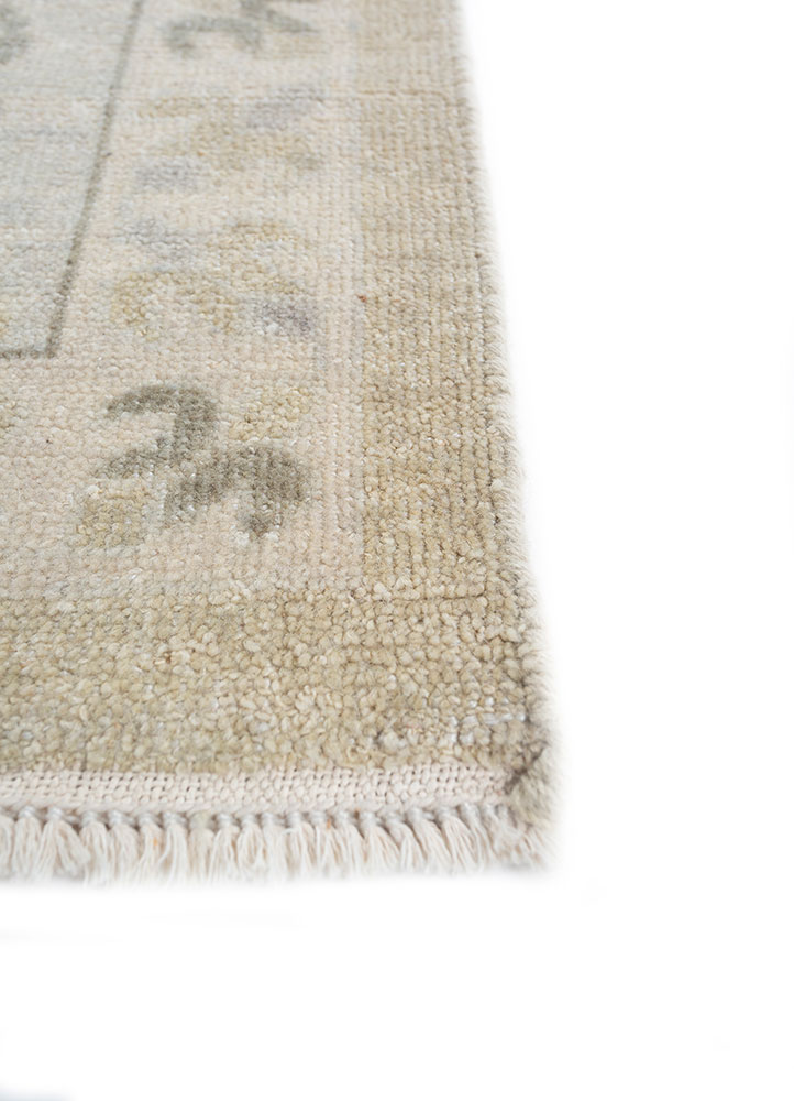 erbe beige and brown wool hand knotted Rug - Corner