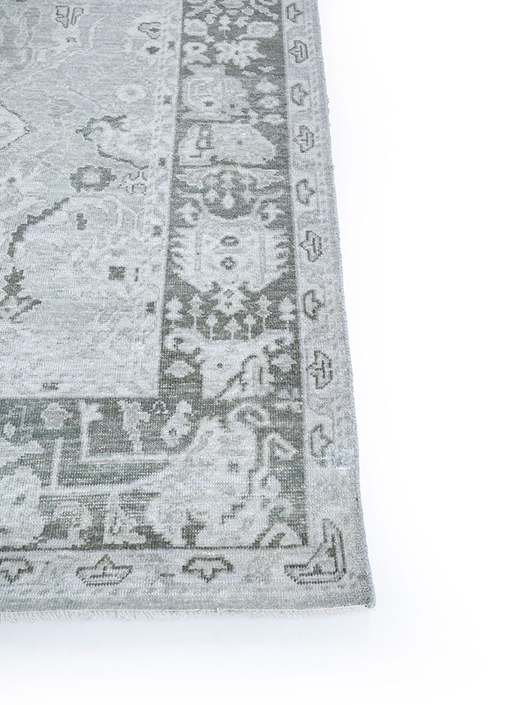 erbe grey and black wool hand knotted Rug - Corner