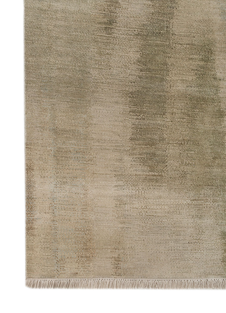 afterglow by kavi green wool and silk hand knotted Rug - Corner