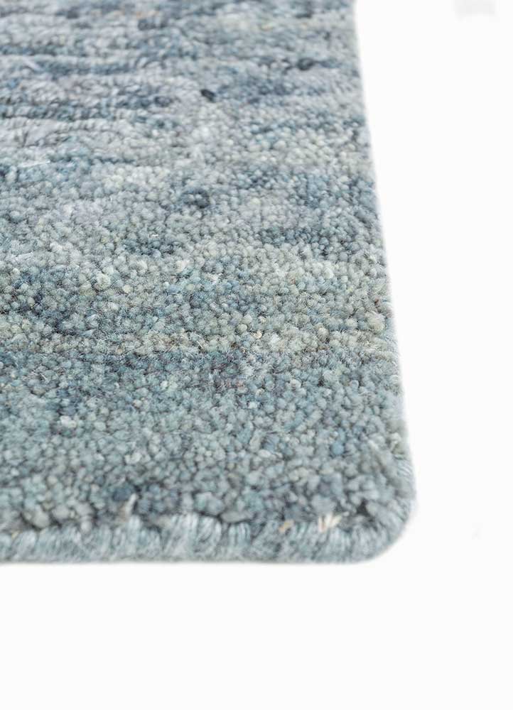 aprezo blue wool hand knotted Rug - Corner
