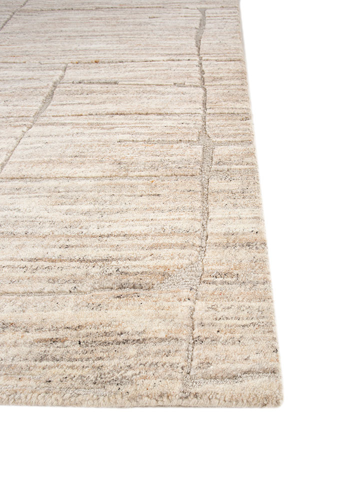 entropy beige and brown wool hand knotted Rug - Corner