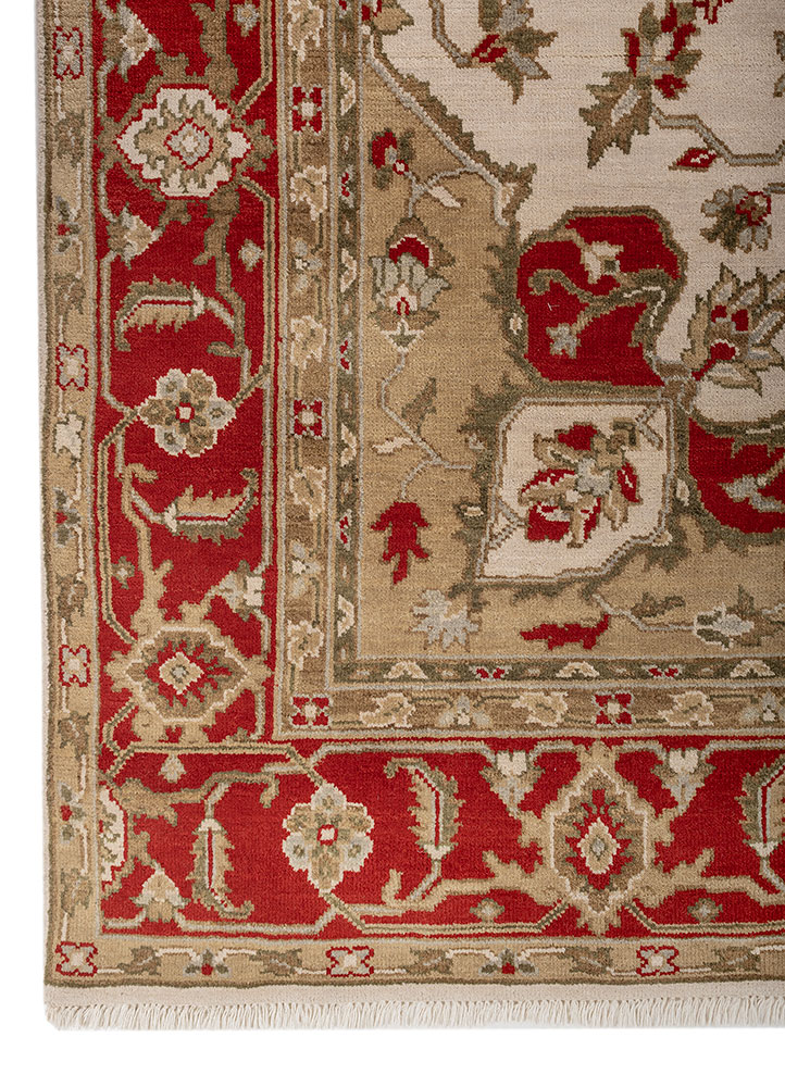 thyme ivory wool hand knotted Rug - Corner