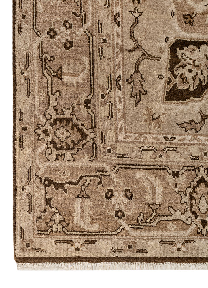 thyme beige and brown wool hand knotted Rug - Corner
