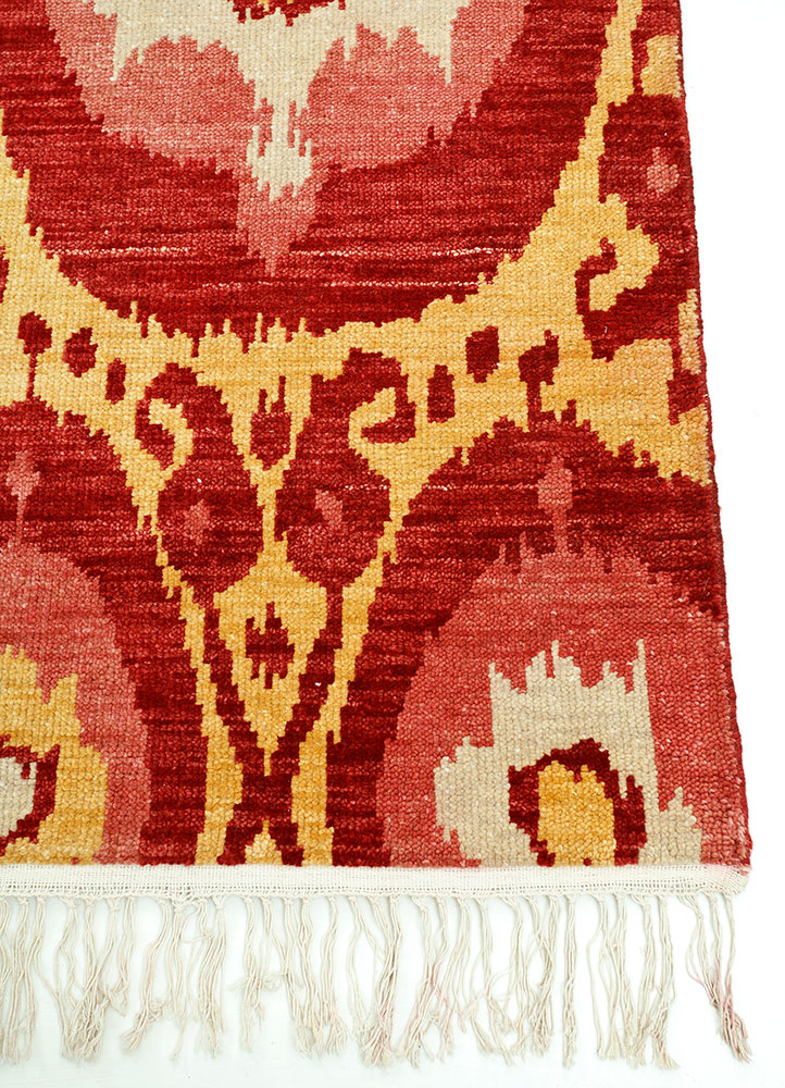 savana red and orange wool hand knotted Rug - Corner