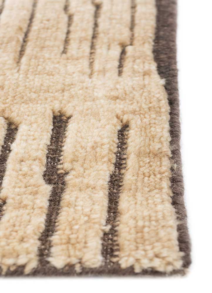 thyme beige and brown wool hand knotted Rug - Corner