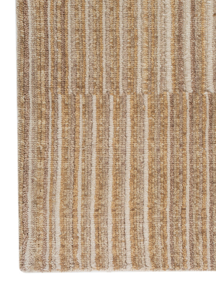 blythe beige and brown wool hand knotted Rug - Corner