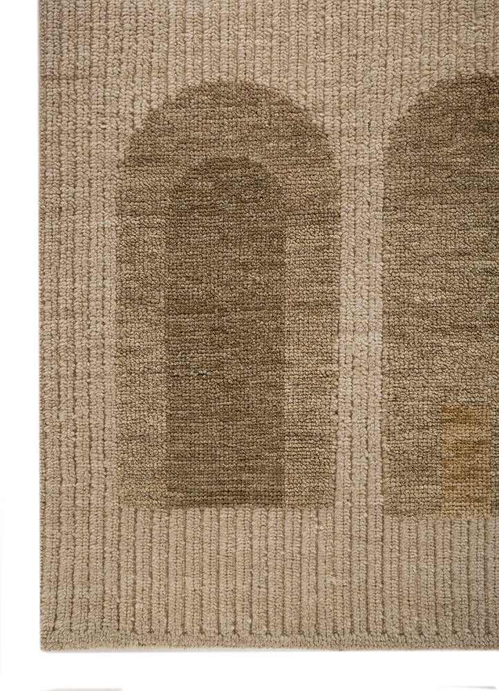 aprezo green wool hand knotted Rug - Corner