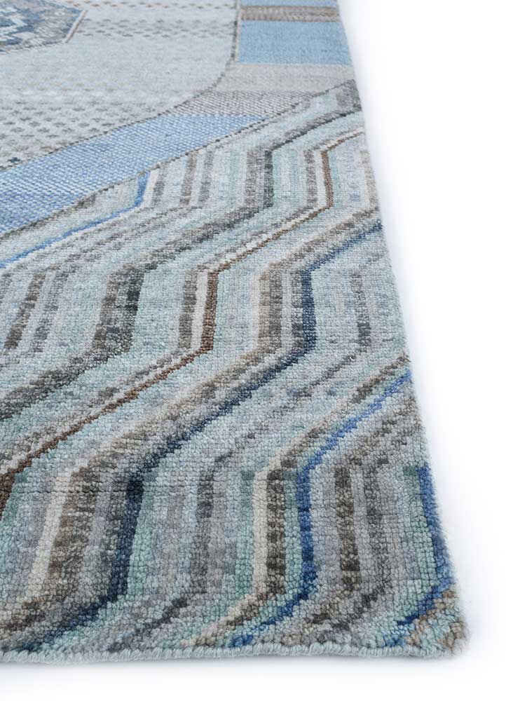 savana grey and black wool hand knotted Rug - Corner