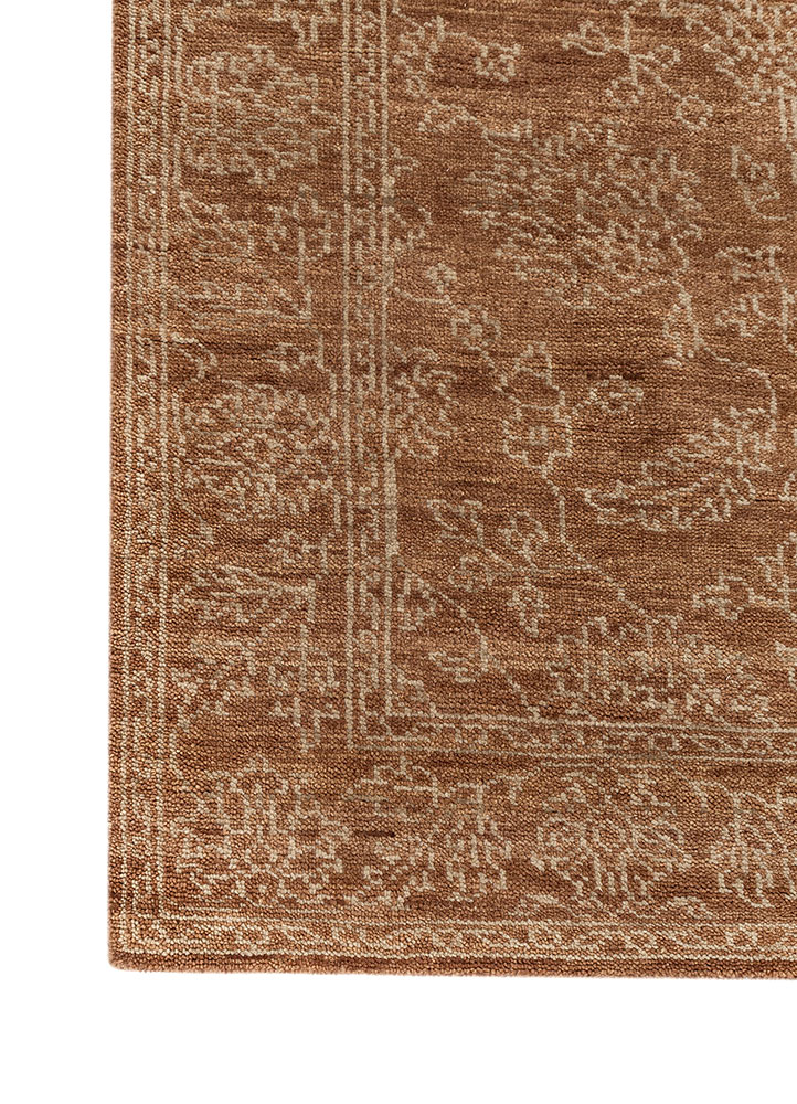 aprezo red and orange wool hand knotted Rug - Corner