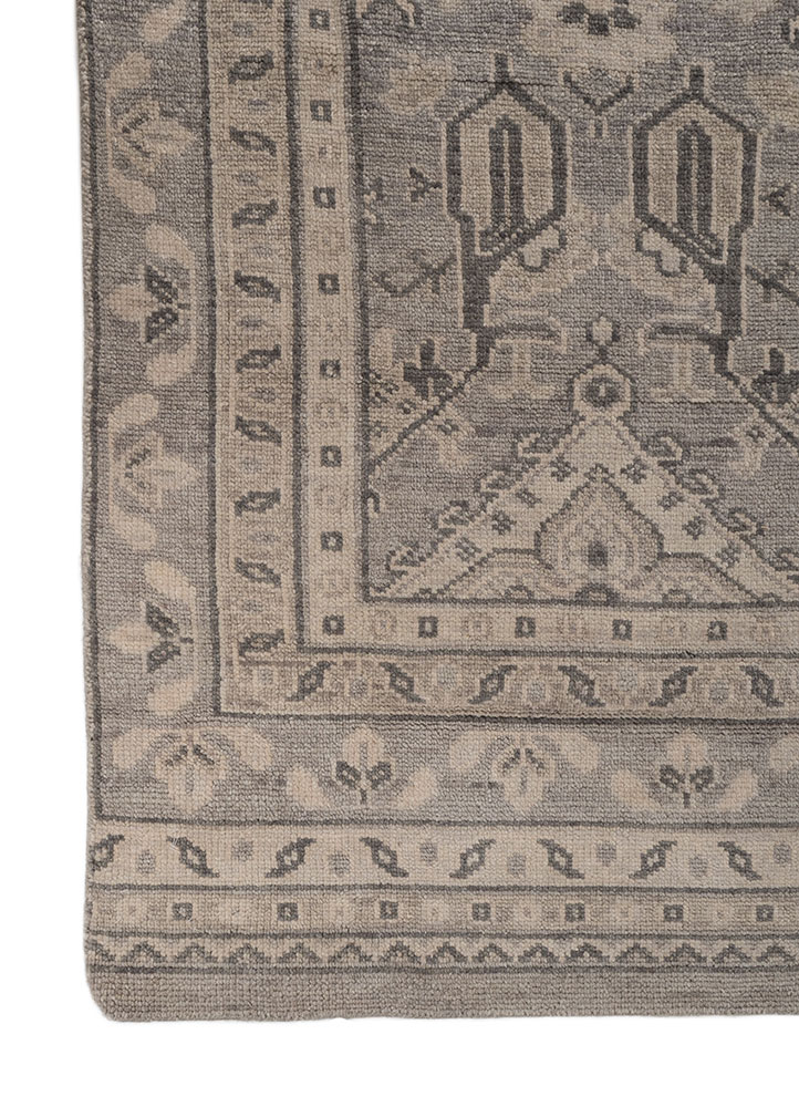 thyme blue wool hand knotted Rug - Corner