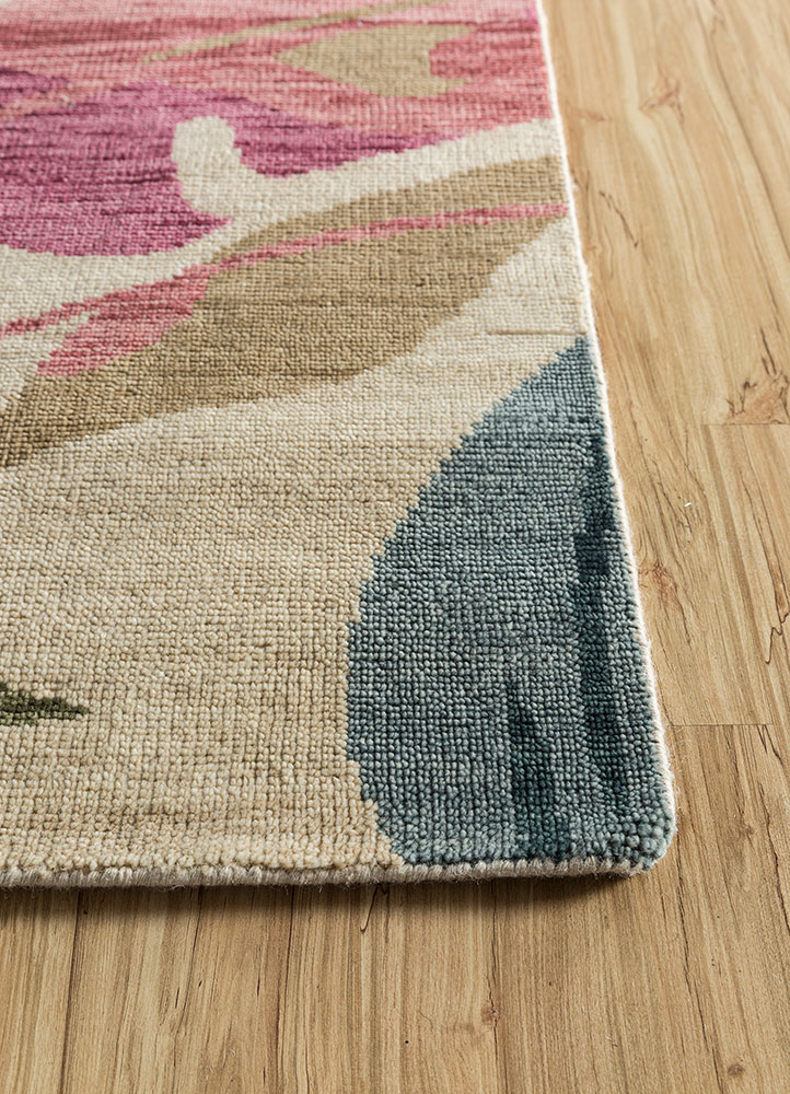 pansy multi wool hand knotted Rug - Corner