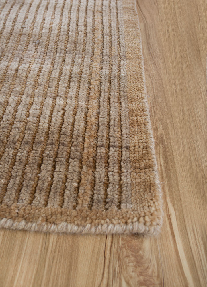 thyme beige and brown wool hand knotted Rug - Corner
