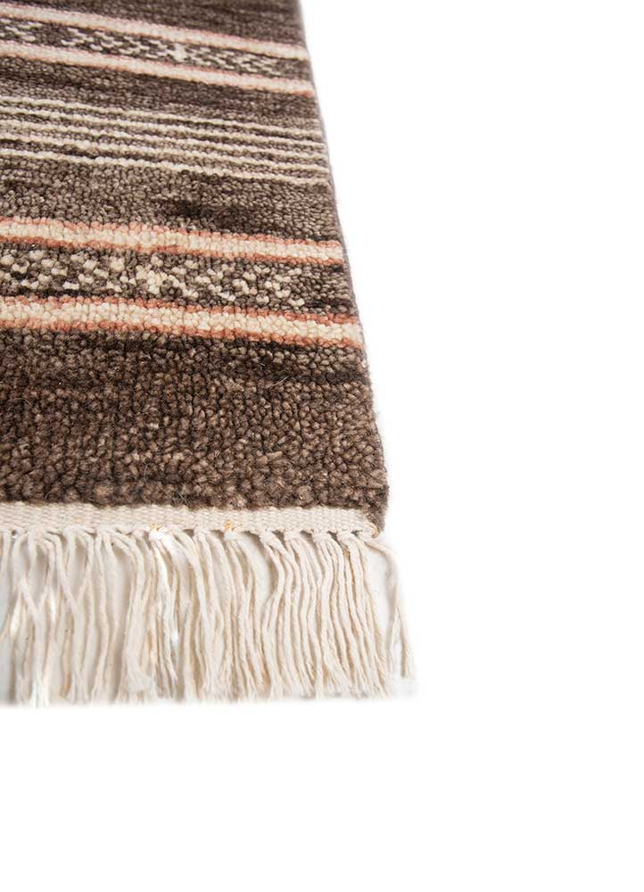 thyme beige and brown wool hand knotted Rug - Corner