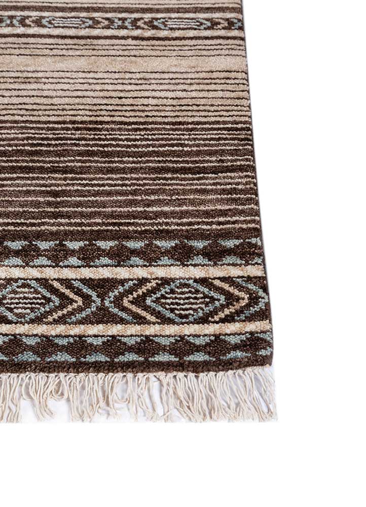 thyme beige and brown wool hand knotted Rug - Corner