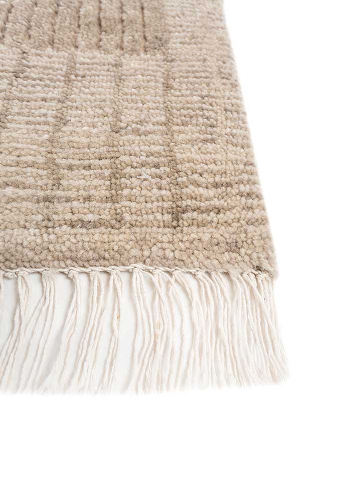 savana beige and brown wool hand knotted Rug - Corner