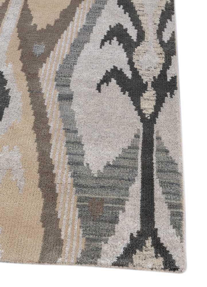 savana grey and black wool hand knotted Rug - Corner