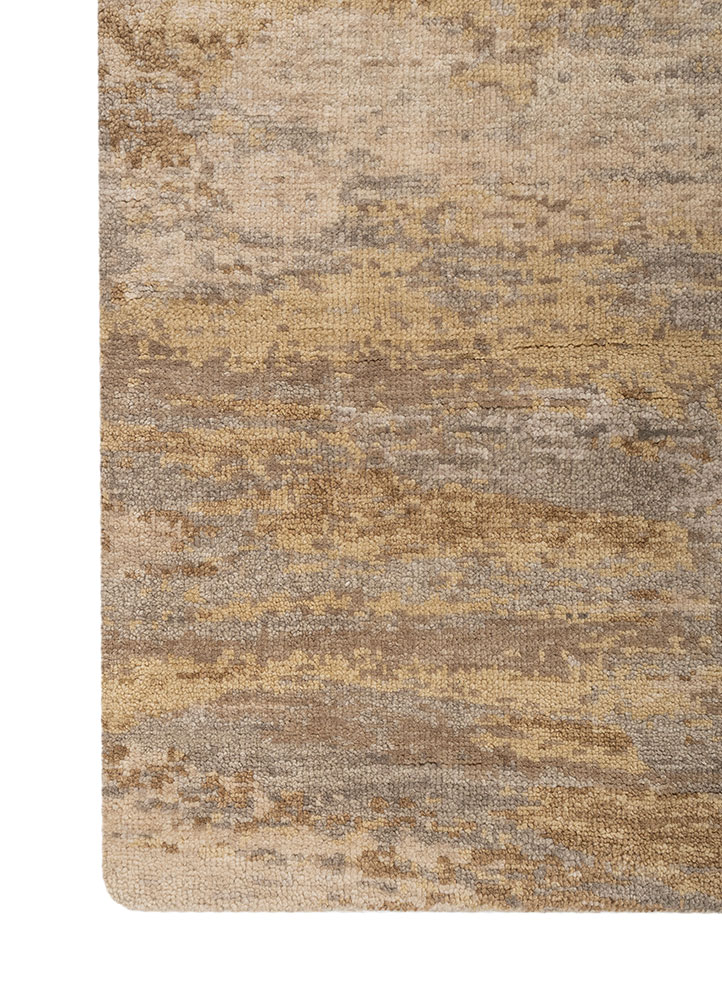 entropy beige and brown wool hand knotted Rug - Corner