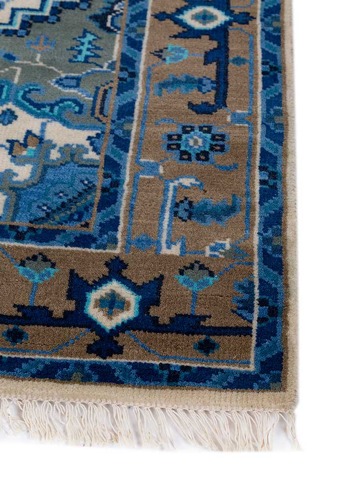 savana ivory wool hand knotted Rug - Corner