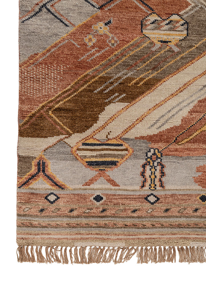 manchaha red and orange wool hand knotted Rug - Corner