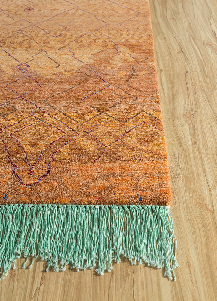 manchaha beige and brown wool hand knotted Rug - Corner