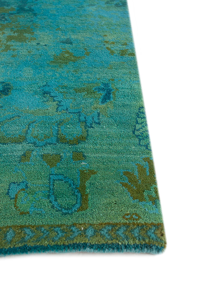 manchaha blue wool hand knotted Rug - Corner