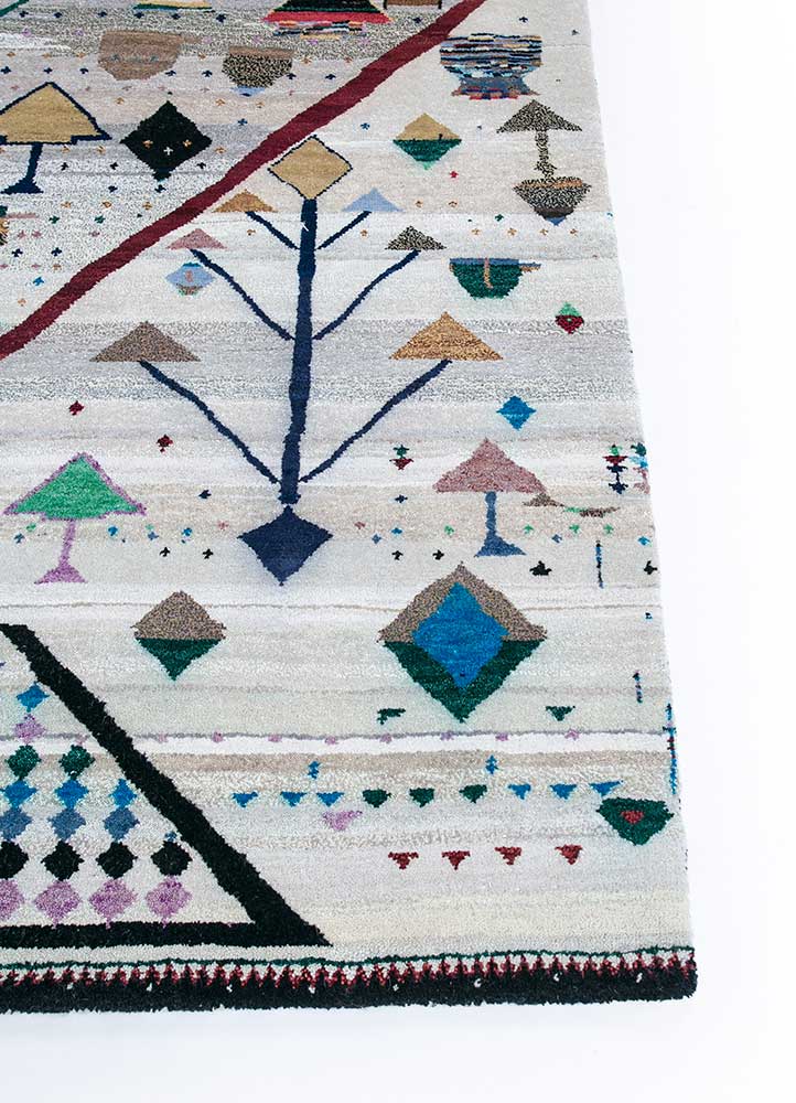 freedom manchaha grey and black wool hand knotted Rug - Corner