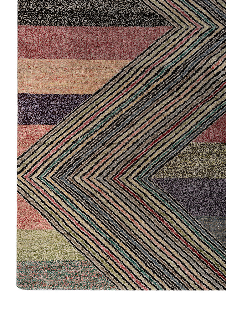 manchaha grey and black wool and bamboo silk hand knotted Rug - Corner