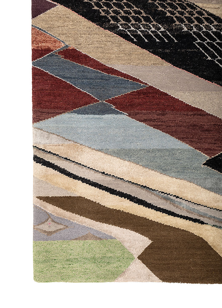manchaha grey and black wool and bamboo silk hand knotted Rug - Corner