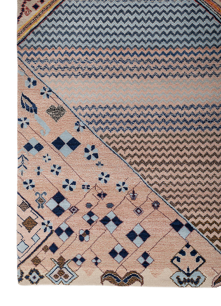 manchaha blue wool and bamboo silk hand knotted Rug - Corner