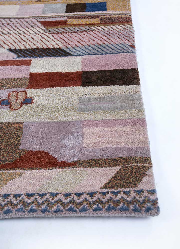 manchaha pink and purple wool and bamboo silk hand knotted Rug - Corner