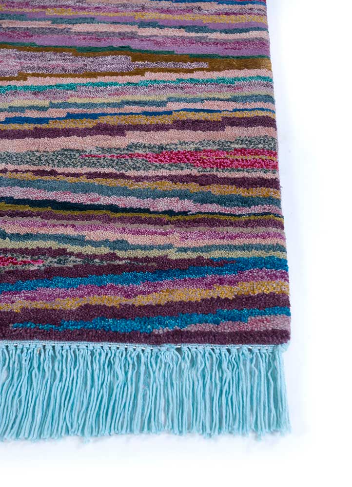 manchaha pink and purple wool and bamboo silk hand knotted Rug - Corner