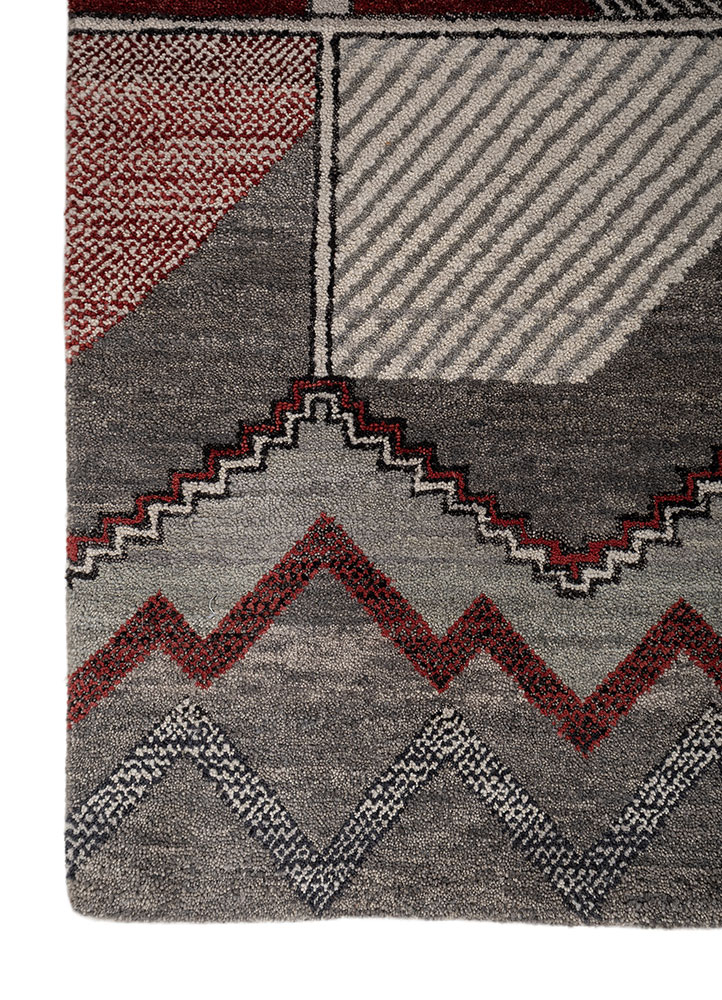 manchaha grey and black wool and bamboo silk hand knotted Rug - Corner