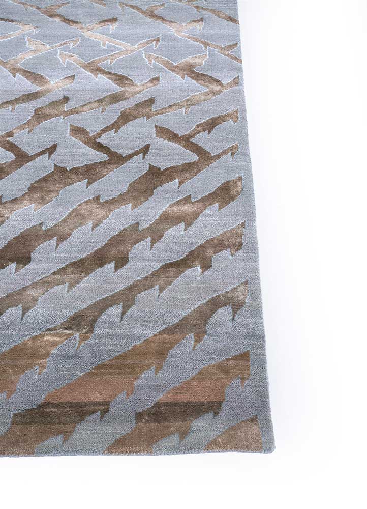manchaha grey and black wool and bamboo silk hand knotted Rug - Corner