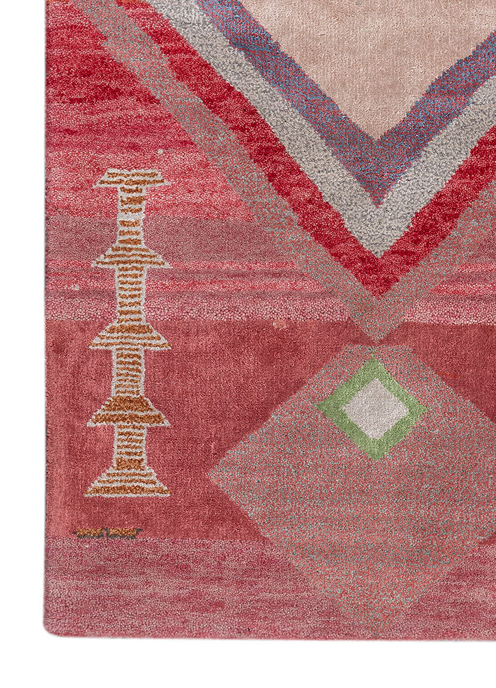 freedom manchaha pink and purple wool and bamboo silk hand knotted Rug - Corner