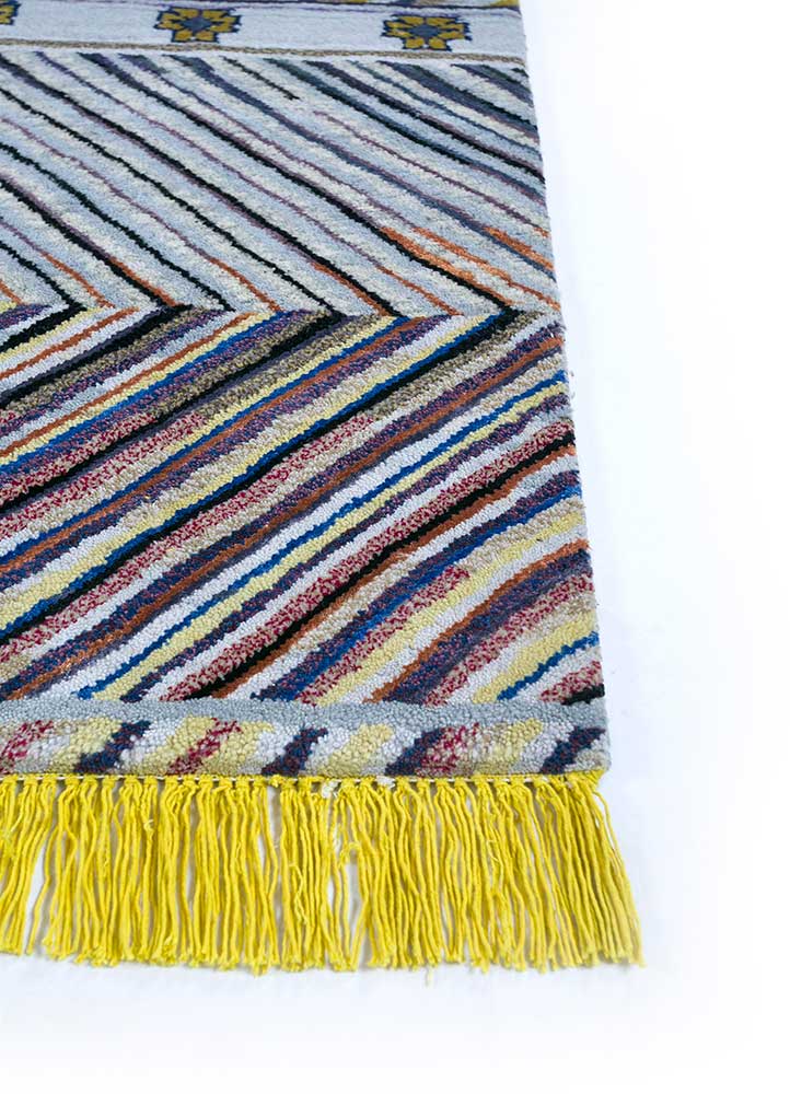 manchaha blue wool and bamboo silk hand knotted Rug - Corner