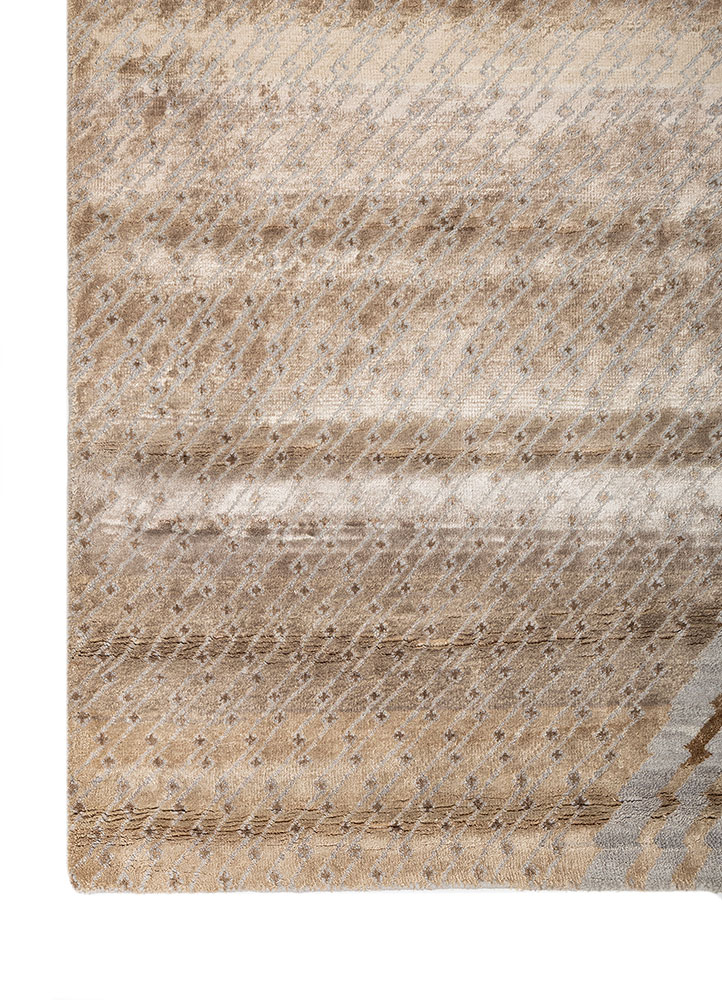 manchaha grey and black wool and bamboo silk hand knotted Rug - Corner