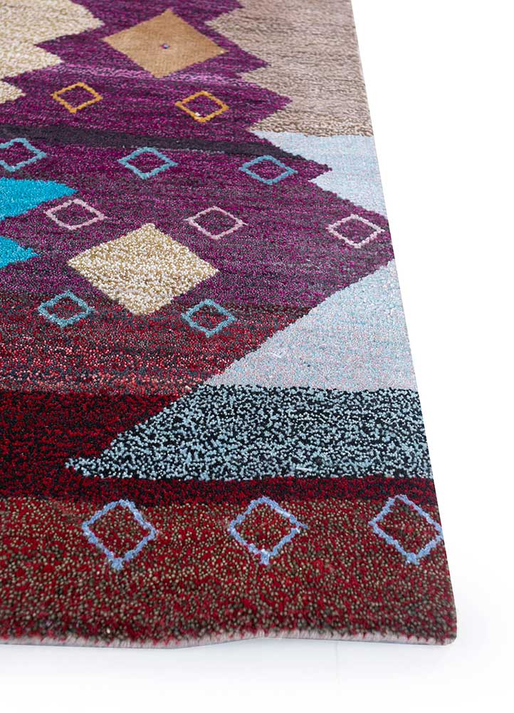 freedom manchaha pink and purple wool and bamboo silk hand knotted Rug - Corner