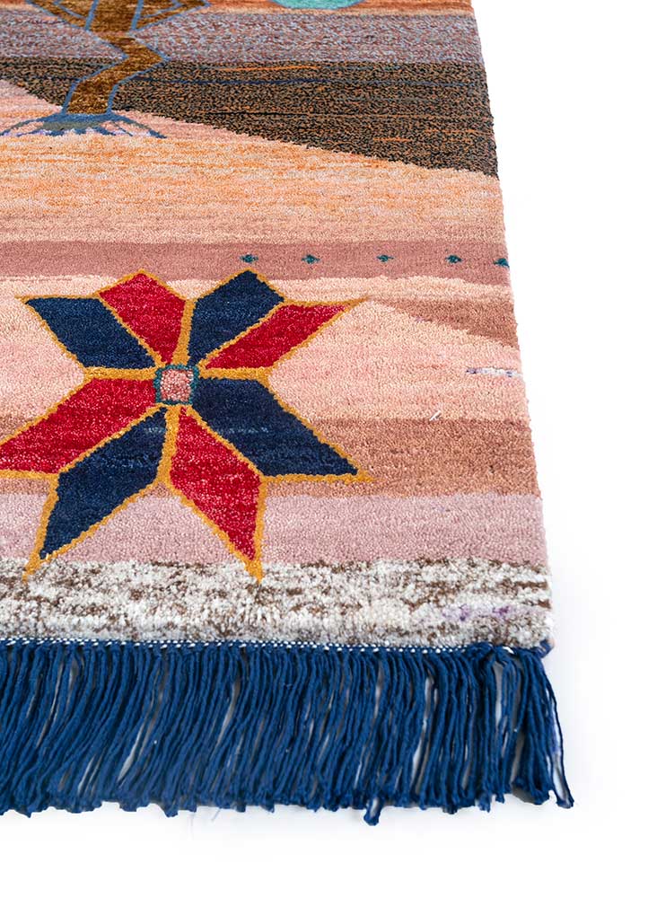 freedom manchaha multi wool and bamboo silk hand knotted Rug - Corner