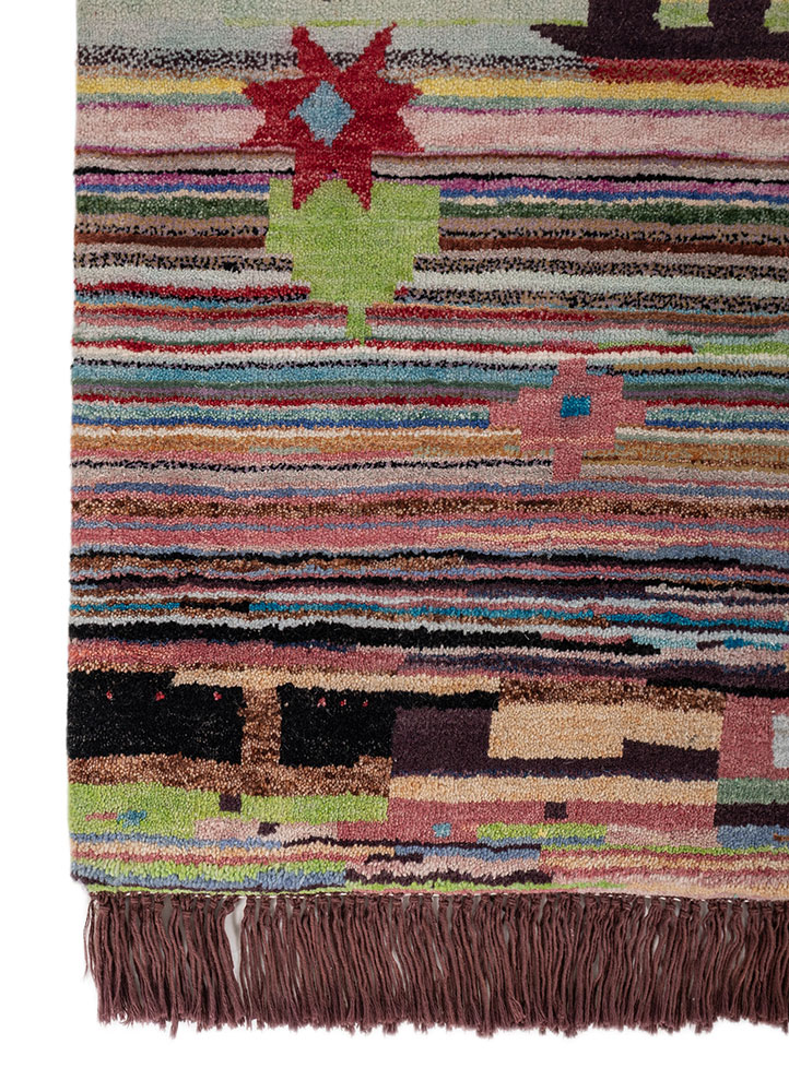 freedom manchaha pink and purple wool and bamboo silk hand knotted Rug - Corner