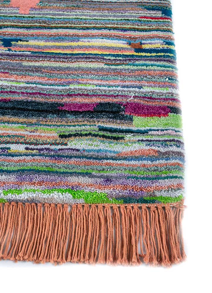 freedom manchaha multi wool and bamboo silk hand knotted Rug - Corner