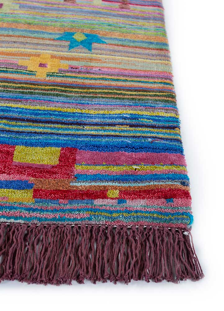 freedom manchaha pink and purple wool and bamboo silk hand knotted Rug - Corner