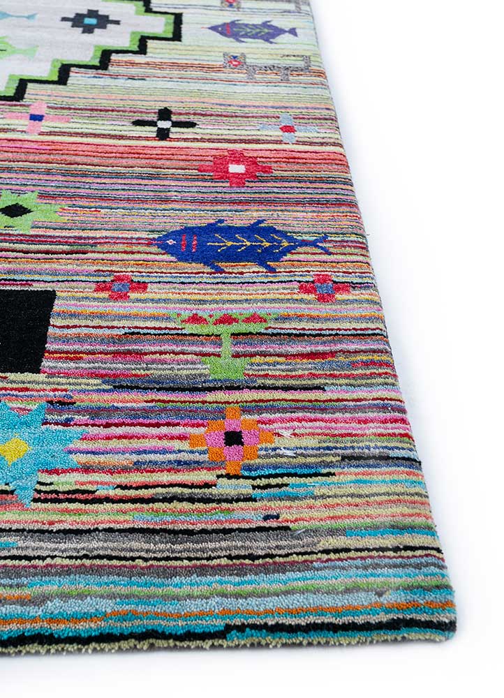 freedom manchaha blue wool and bamboo silk hand knotted Rug - Corner