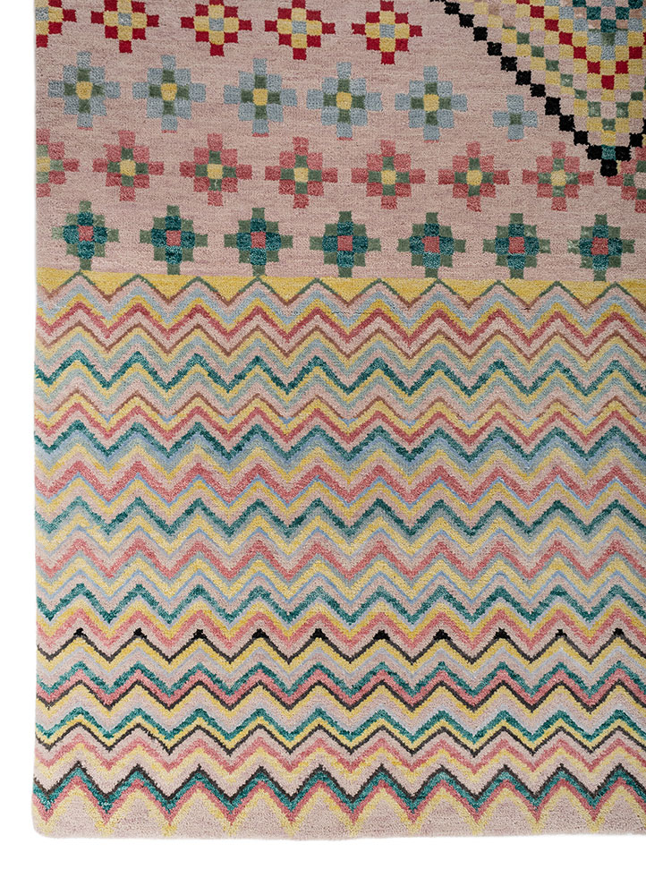 manchaha multi wool and bamboo silk hand knotted Rug - Corner
